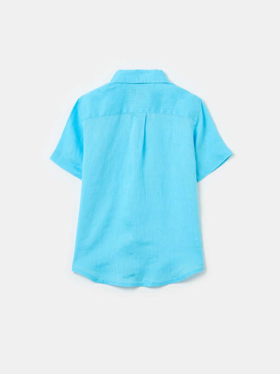 Short-sleeved linen shirt_4