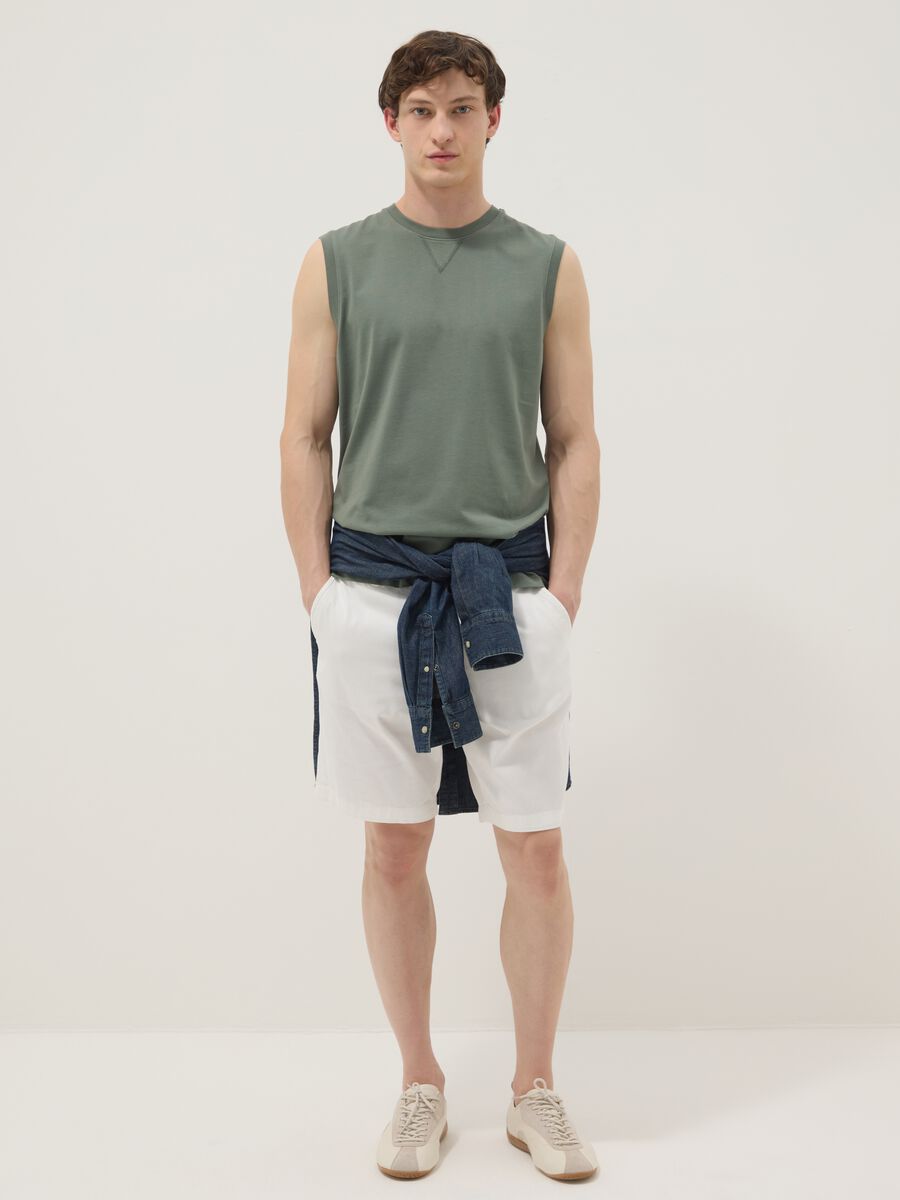 Green pure cotton tank top_2