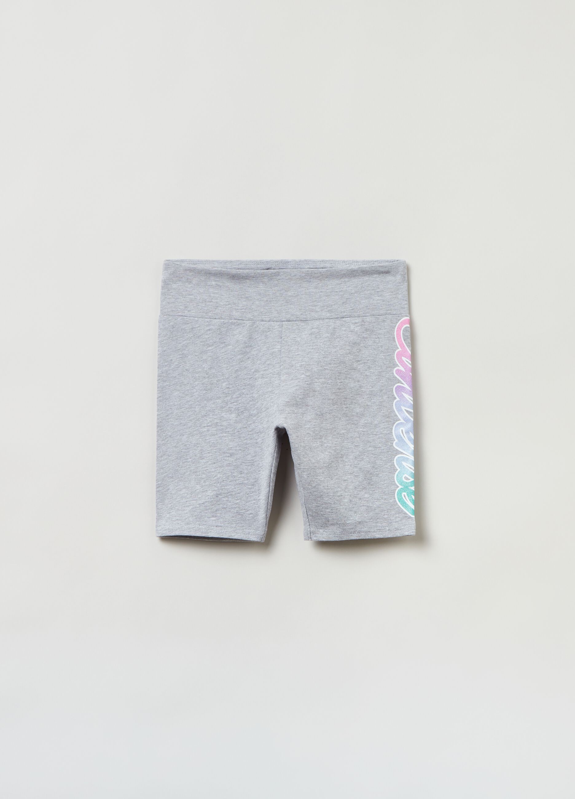 Shorts with glitter signature print