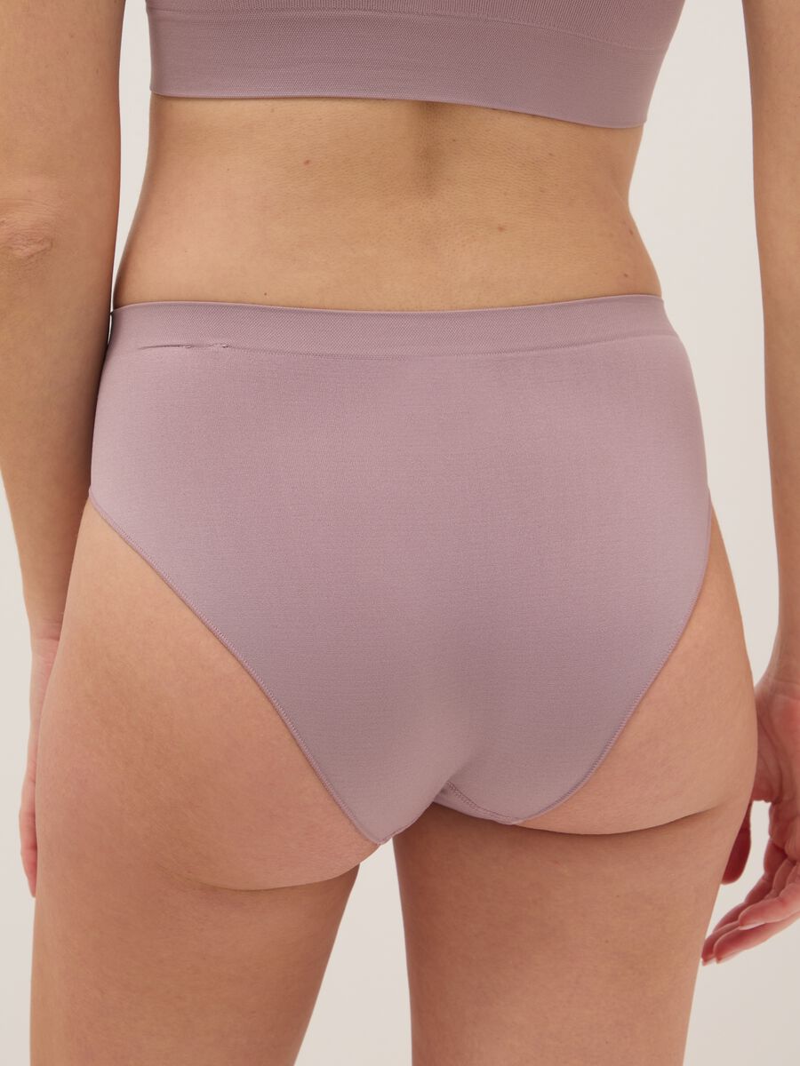 High-waisted pink stretchy fabric brief_2