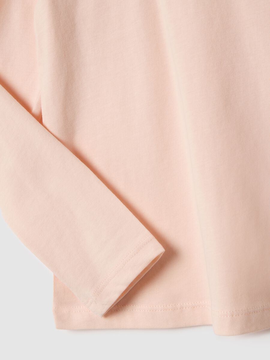 Girls' Pink Pure Cotton T-shirt Regular Fit with Bow_3