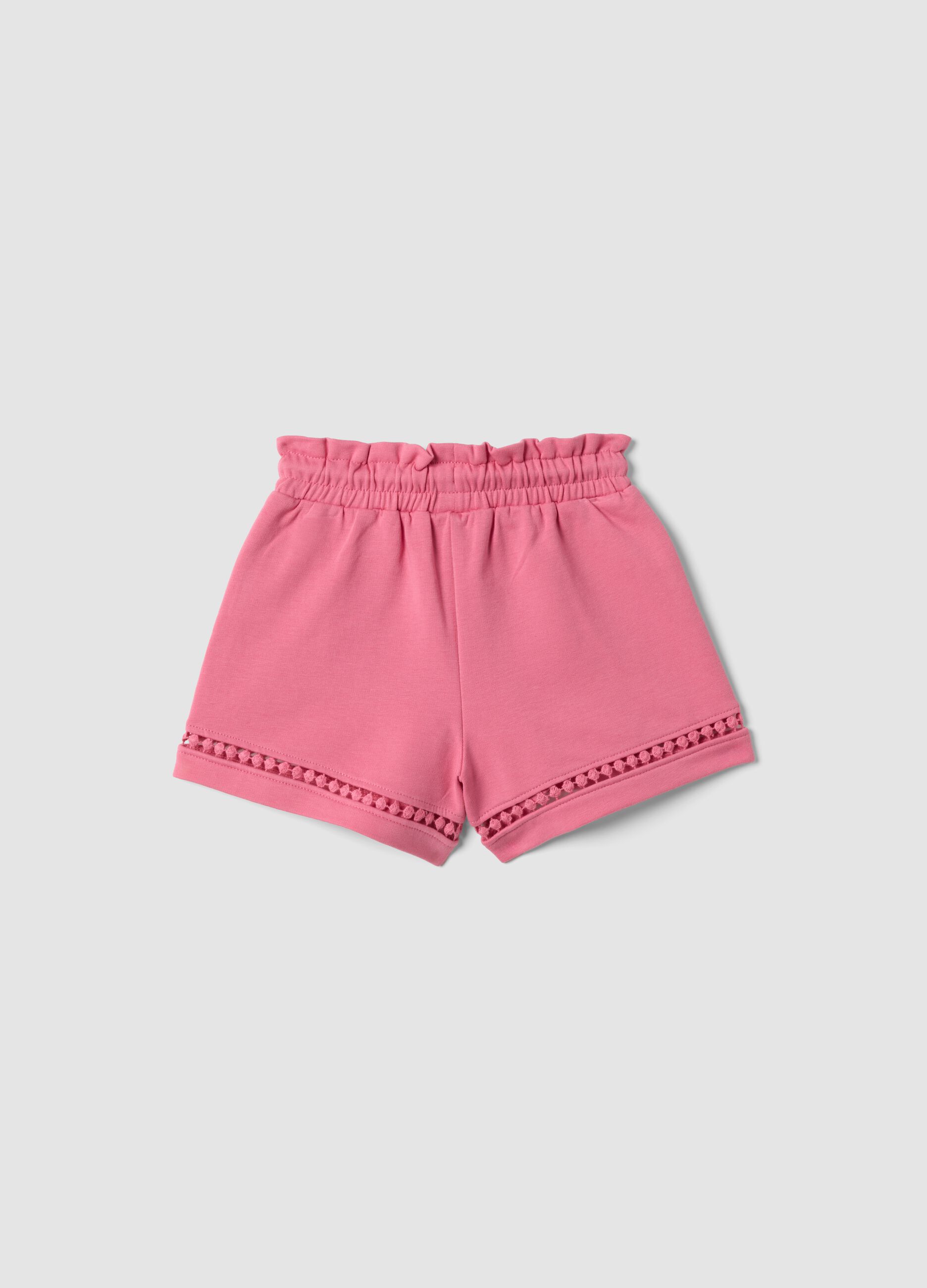 Girls&rsquo; Pink Stretch Cotton Shorts, Regular Fit