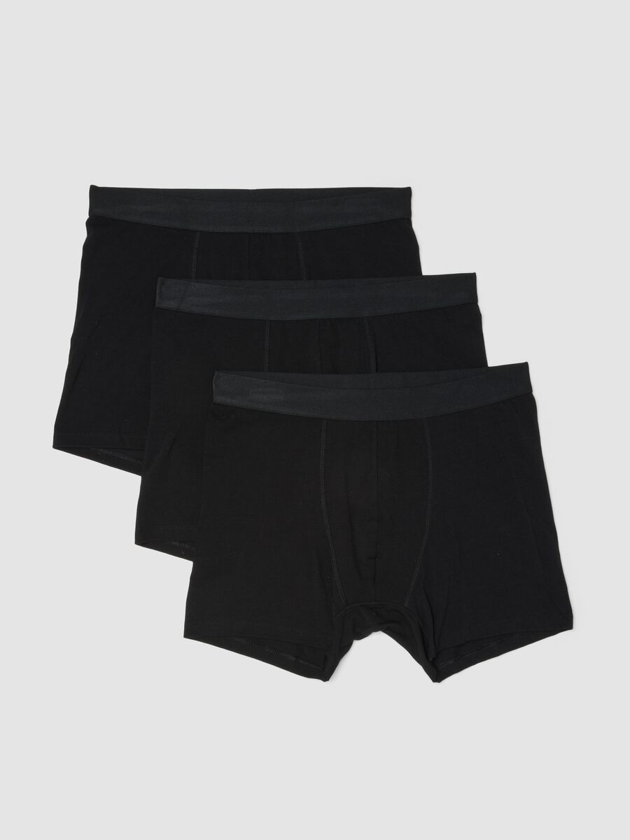 Tripack di boxer neri in cotone organico_0
