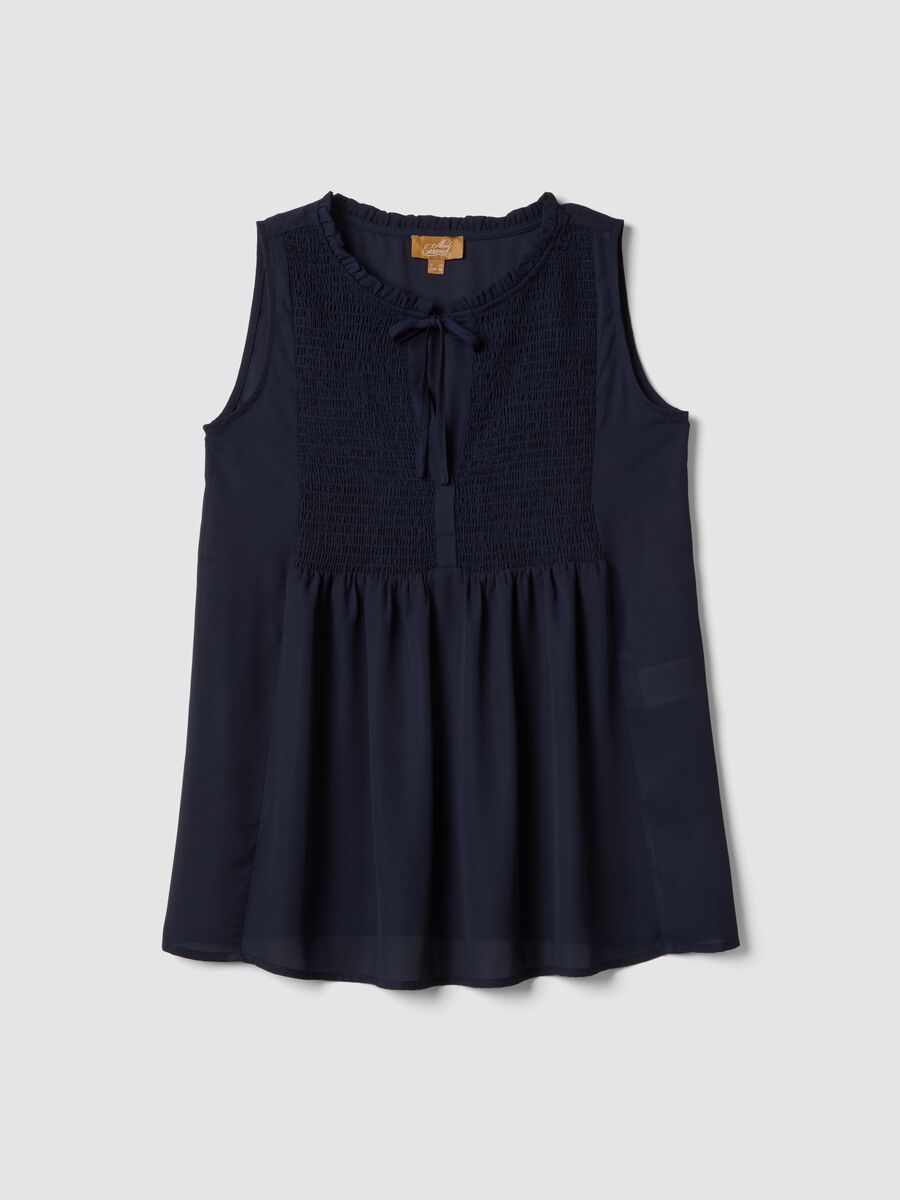 Blue maternity blouse in lightweight fabric_4