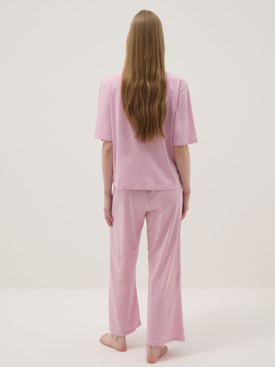 Long pink pure cotton pyjamas with strawberries, regular fit_2