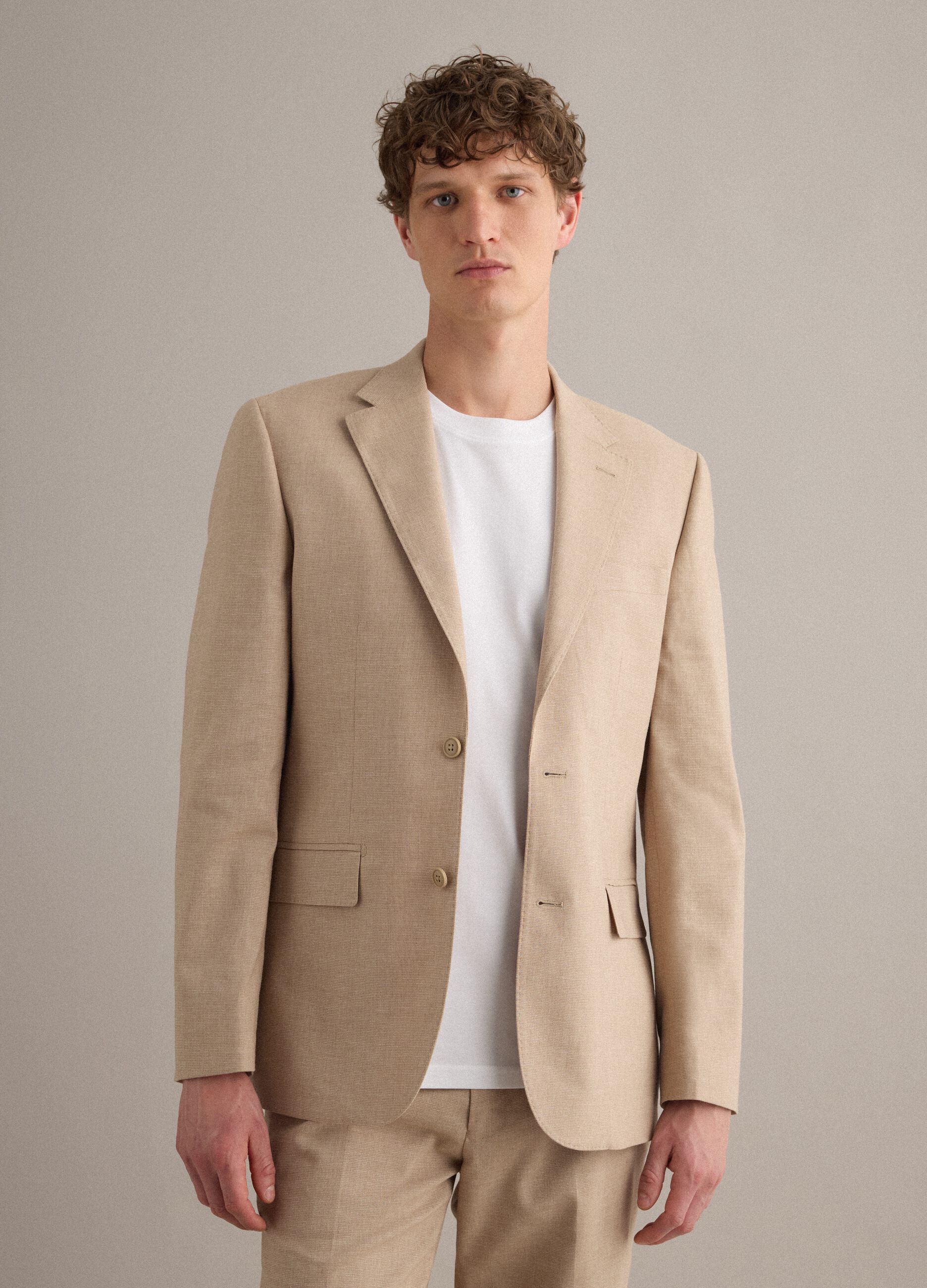 Slim Fit Beige Blazer