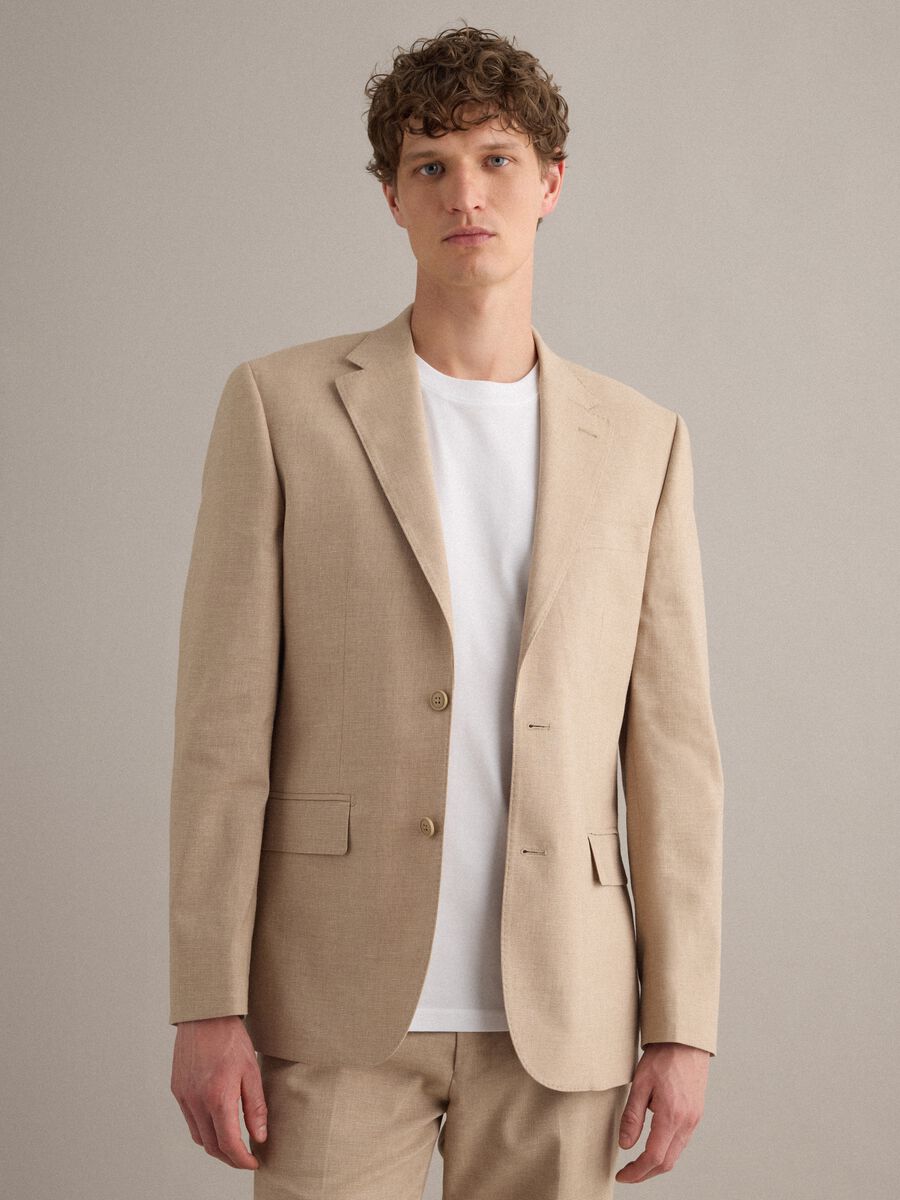 Slim Fit Beige Blazer_1