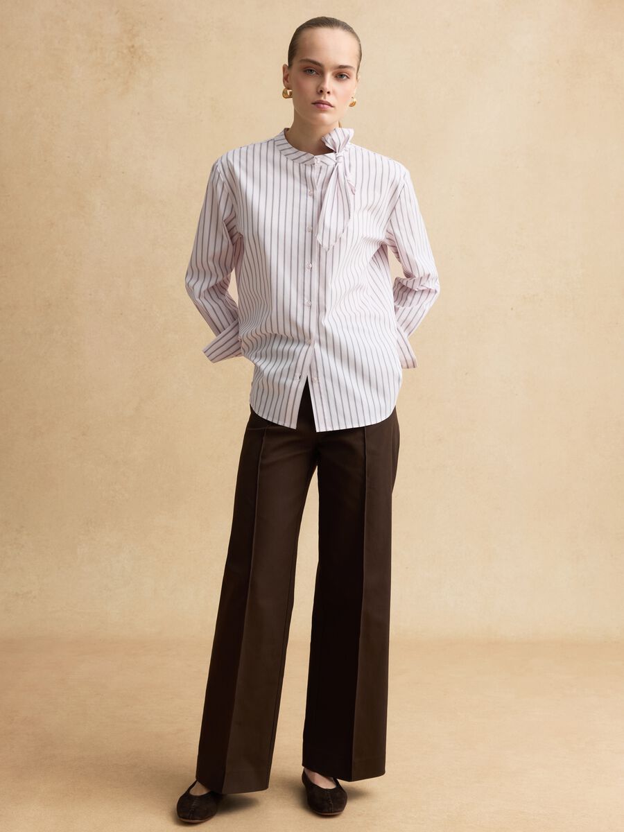 Oversize fit multi-colour striped stretch cotton shirt_2