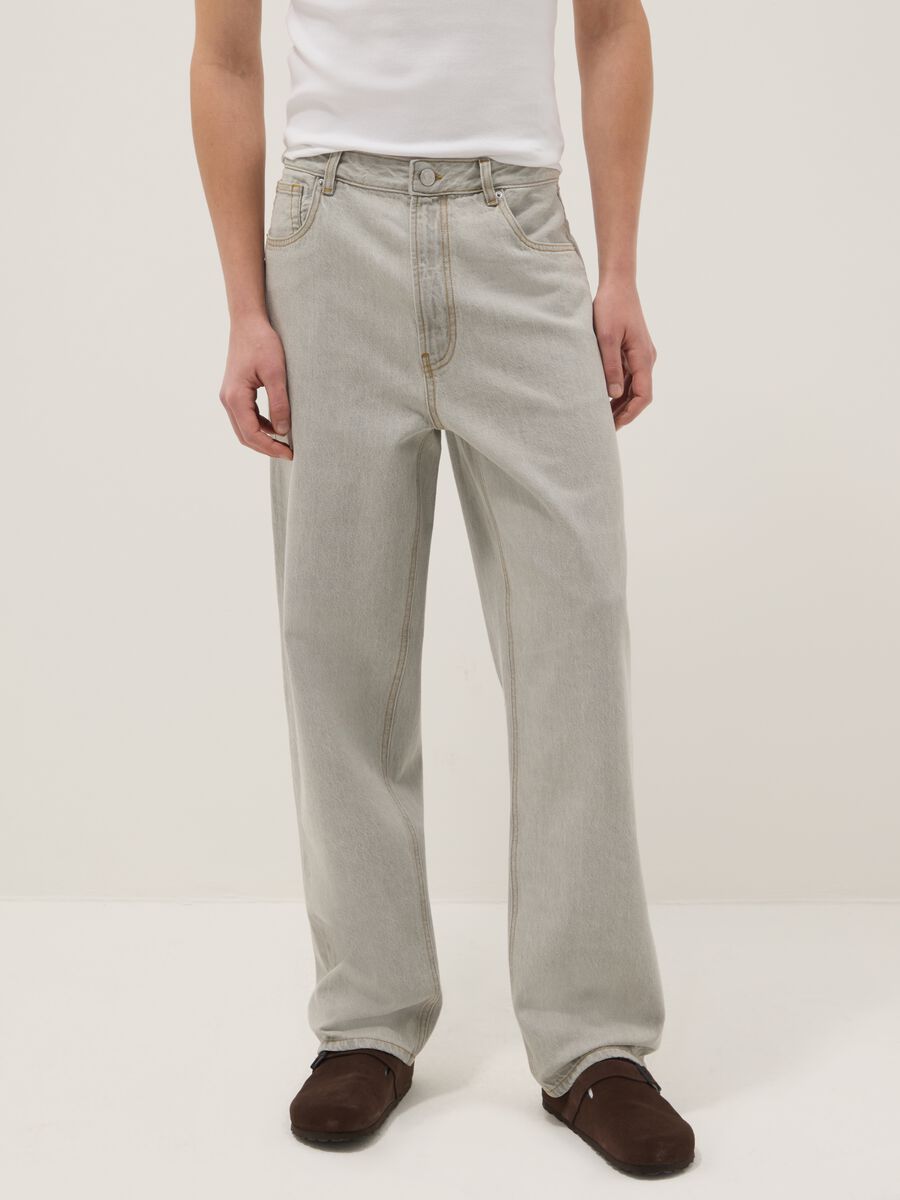 Baggy grey denim pure cotton jeans_1