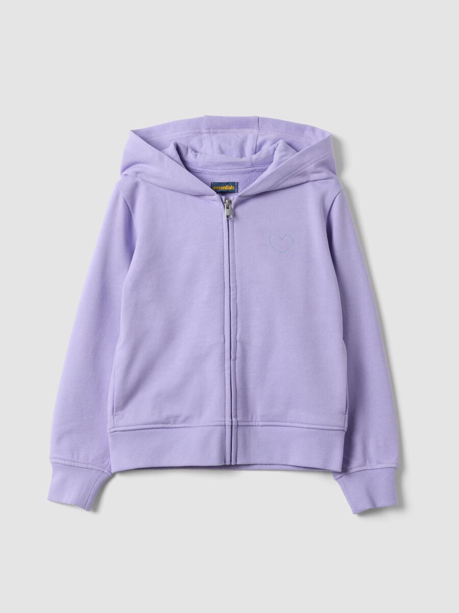 Purple hoodie in pure organic cotton for girls_0