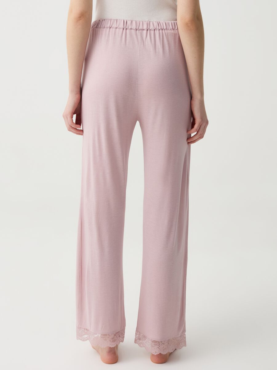 Pyjama trousers with floral lace_2