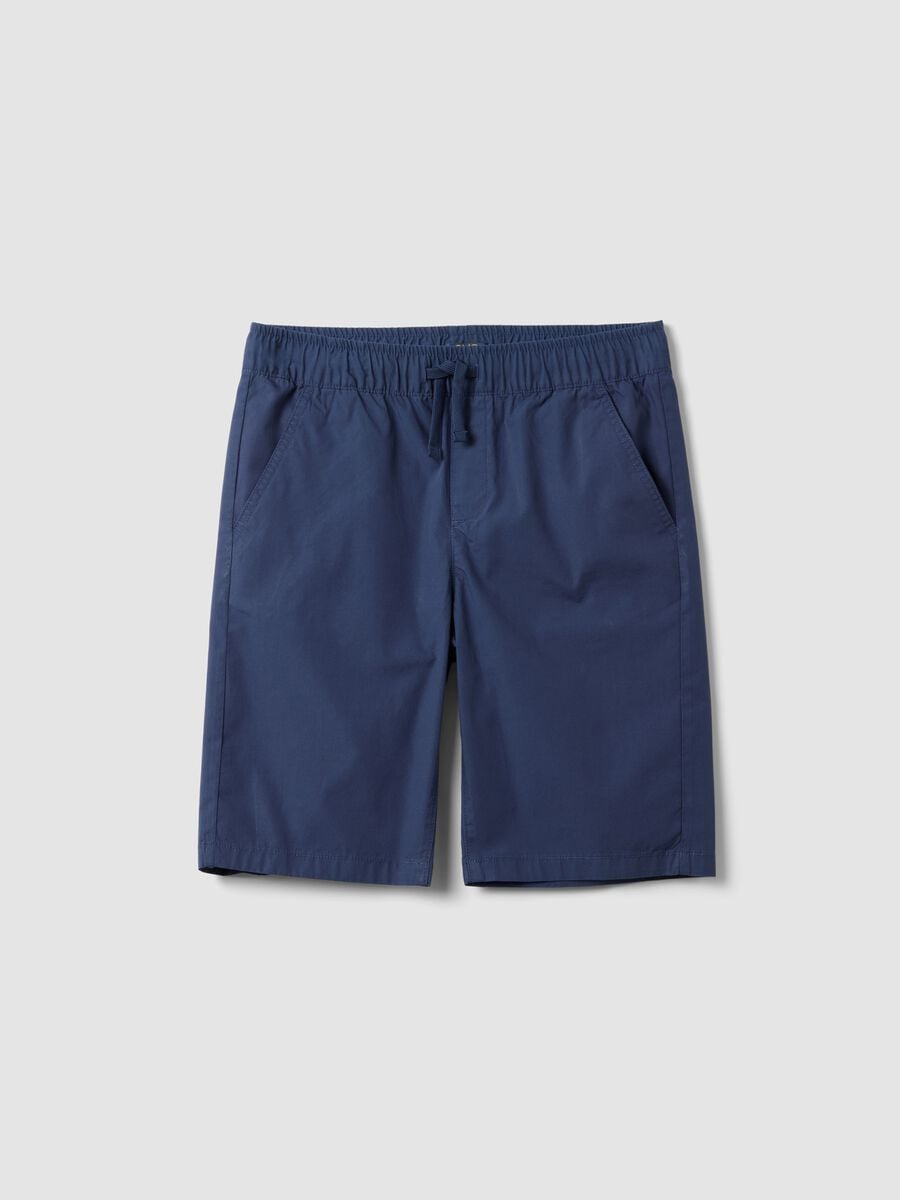 Blue pure cotton shorts with elasticated waist_3