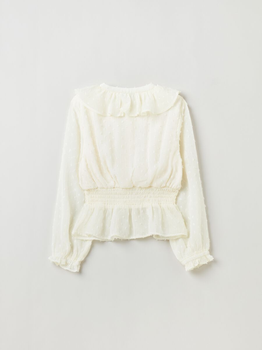 Dobby blouse with ruffles_1