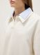White cotton blend regular fit sweater with contrast collar_3