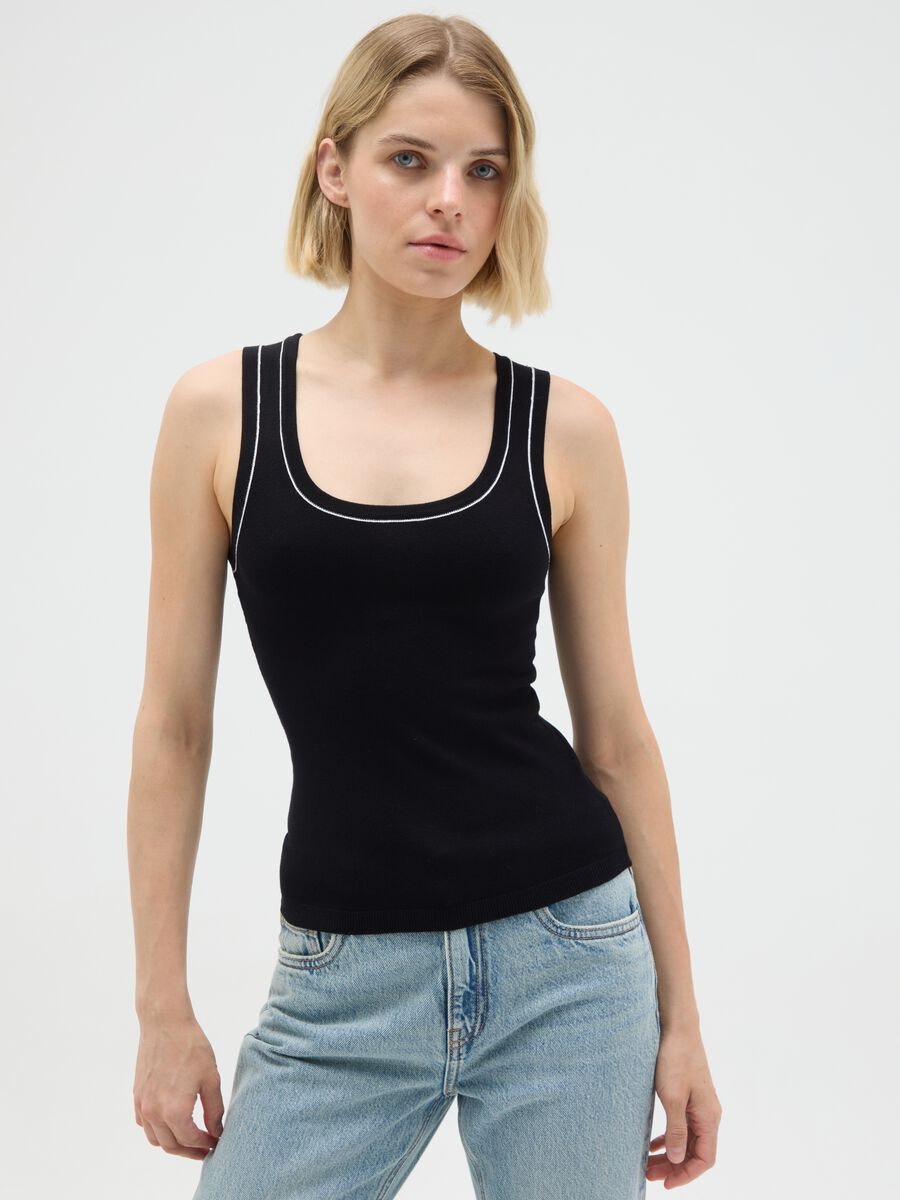 Women's Black Viscose Blend Top Regular Fit_0