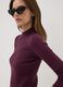 Purple ribbed viscose-blend top with high neck_0