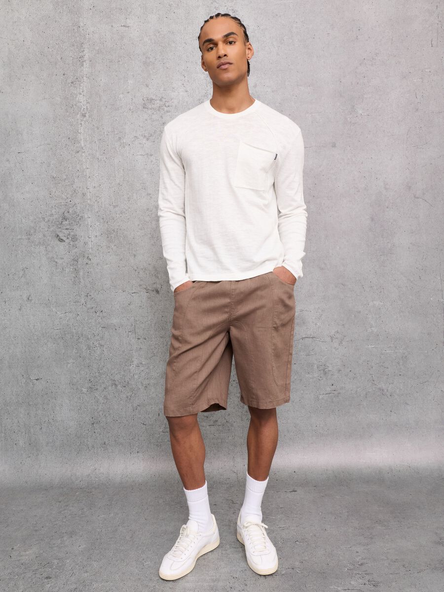 100% Linen Shorts in Mocha_3