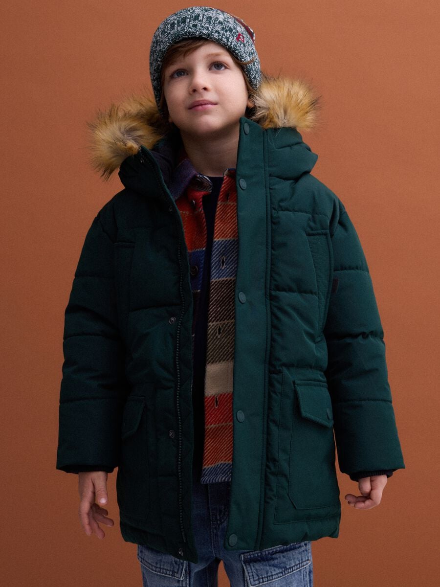 Multicolour beanie with jacquard pattern and embroidery_1