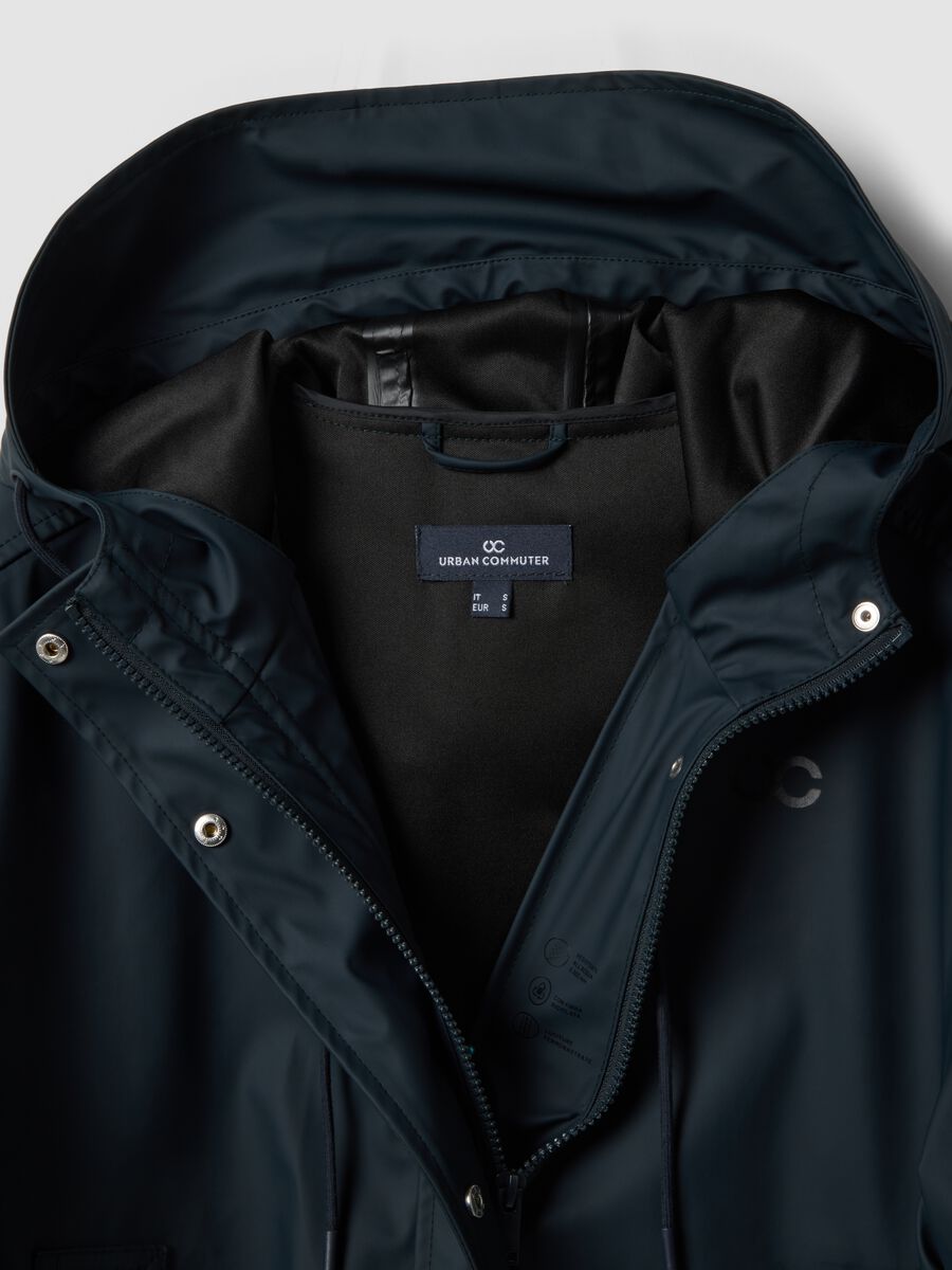 Giacca impermeabile blu con cappuccio regular fit_1