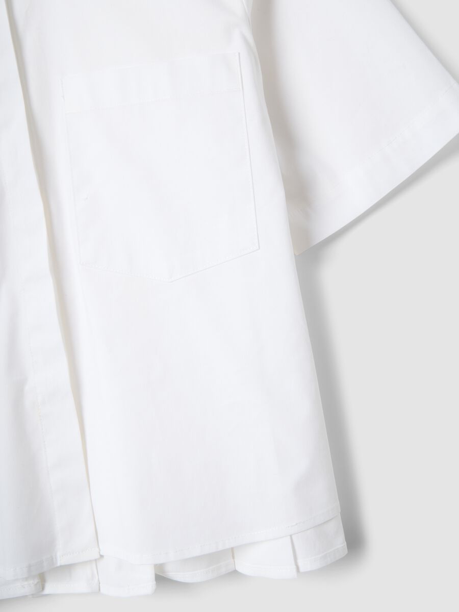 White stretch cotton oversized fit shirt with small pockets_5