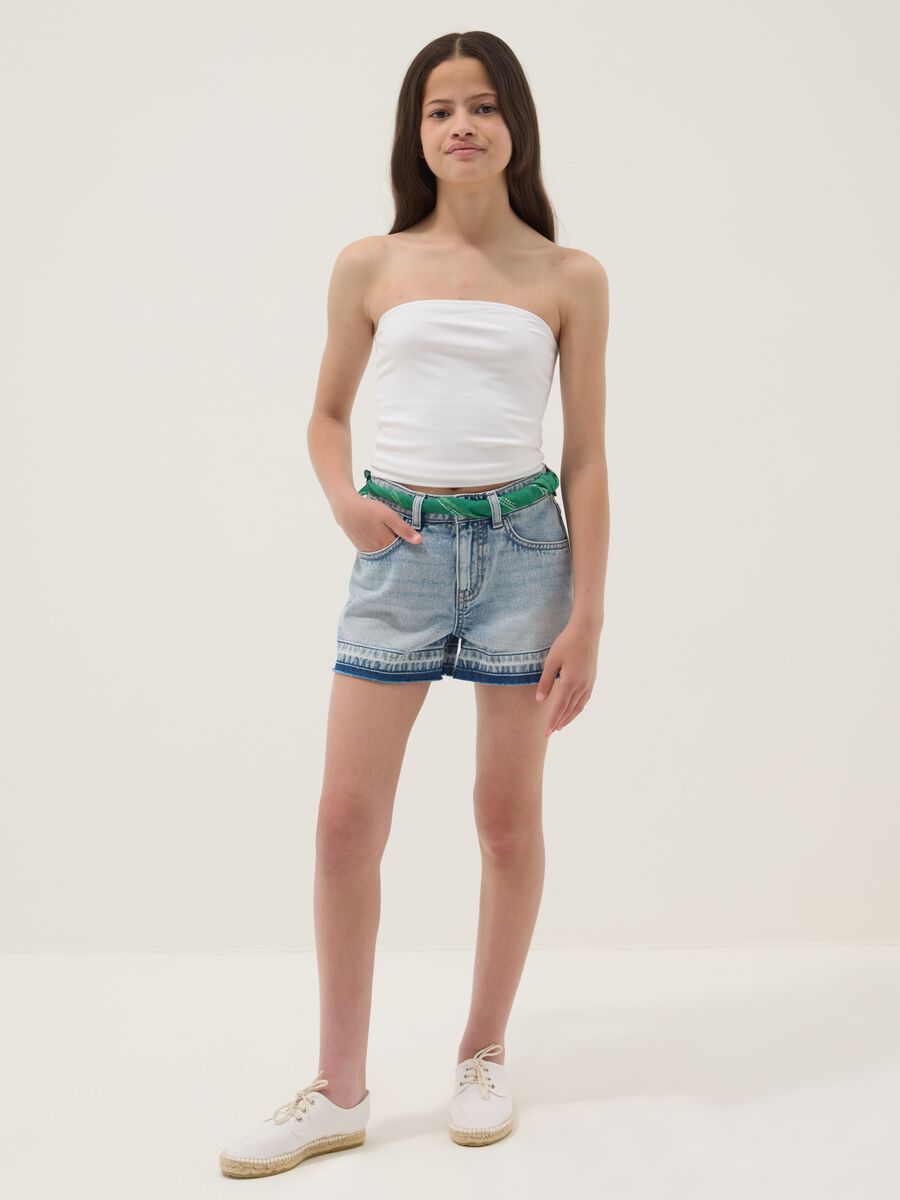 Blaue Denim-Shorts aus reiner Baumwolle f&uuml;r M&auml;dchen &ndash; Straight Fit_0