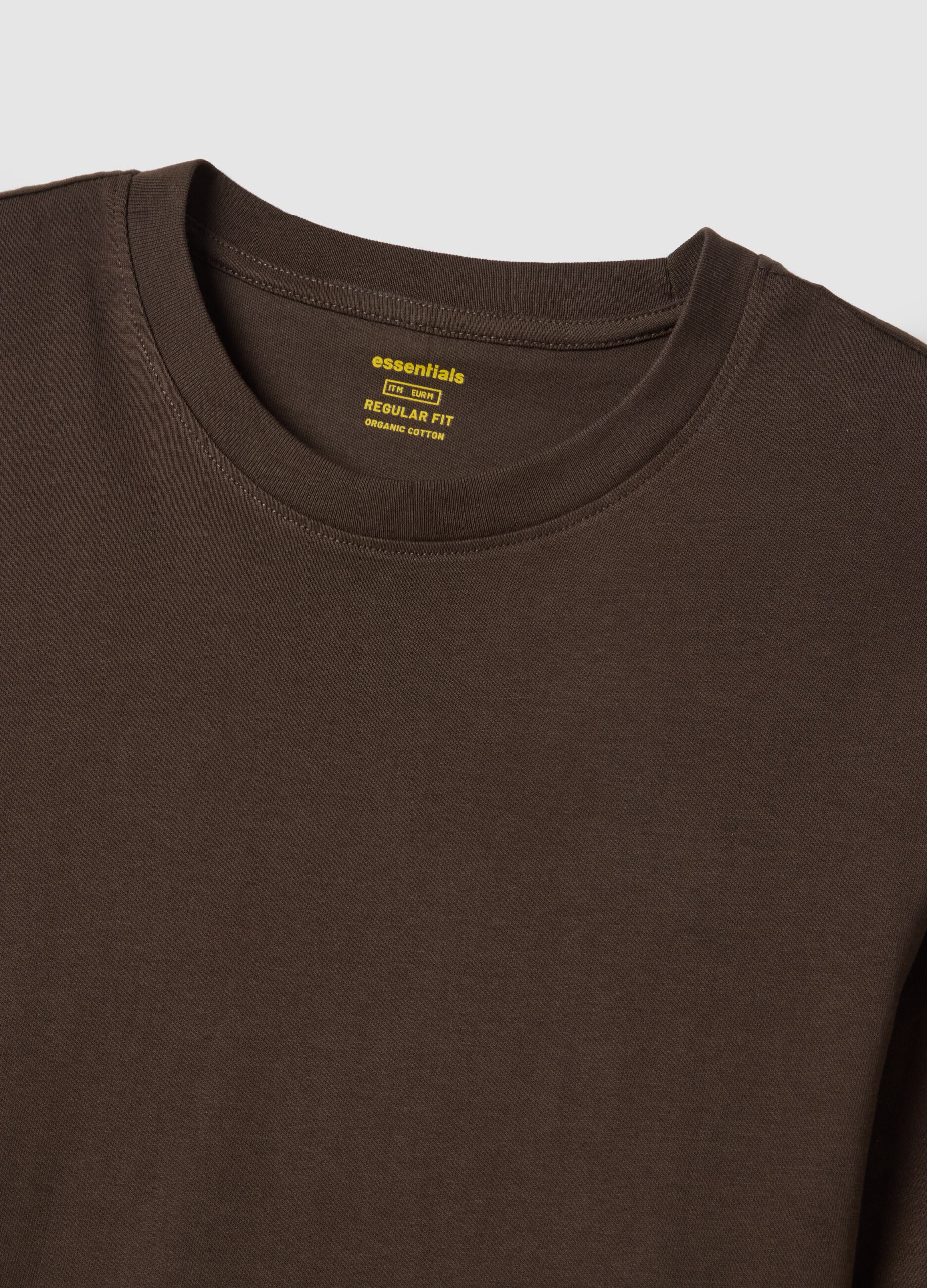 Brown pure cotton regular fit T-shirt