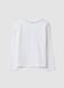White stretch cotton T-shirt with ruffle neck and Frozen print for girls_1