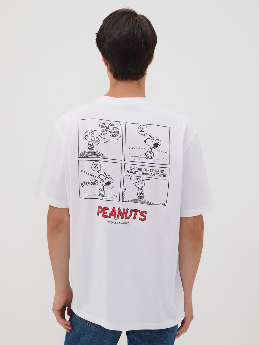 White pure cotton Peanuts print T-shirt, relaxed fit_3