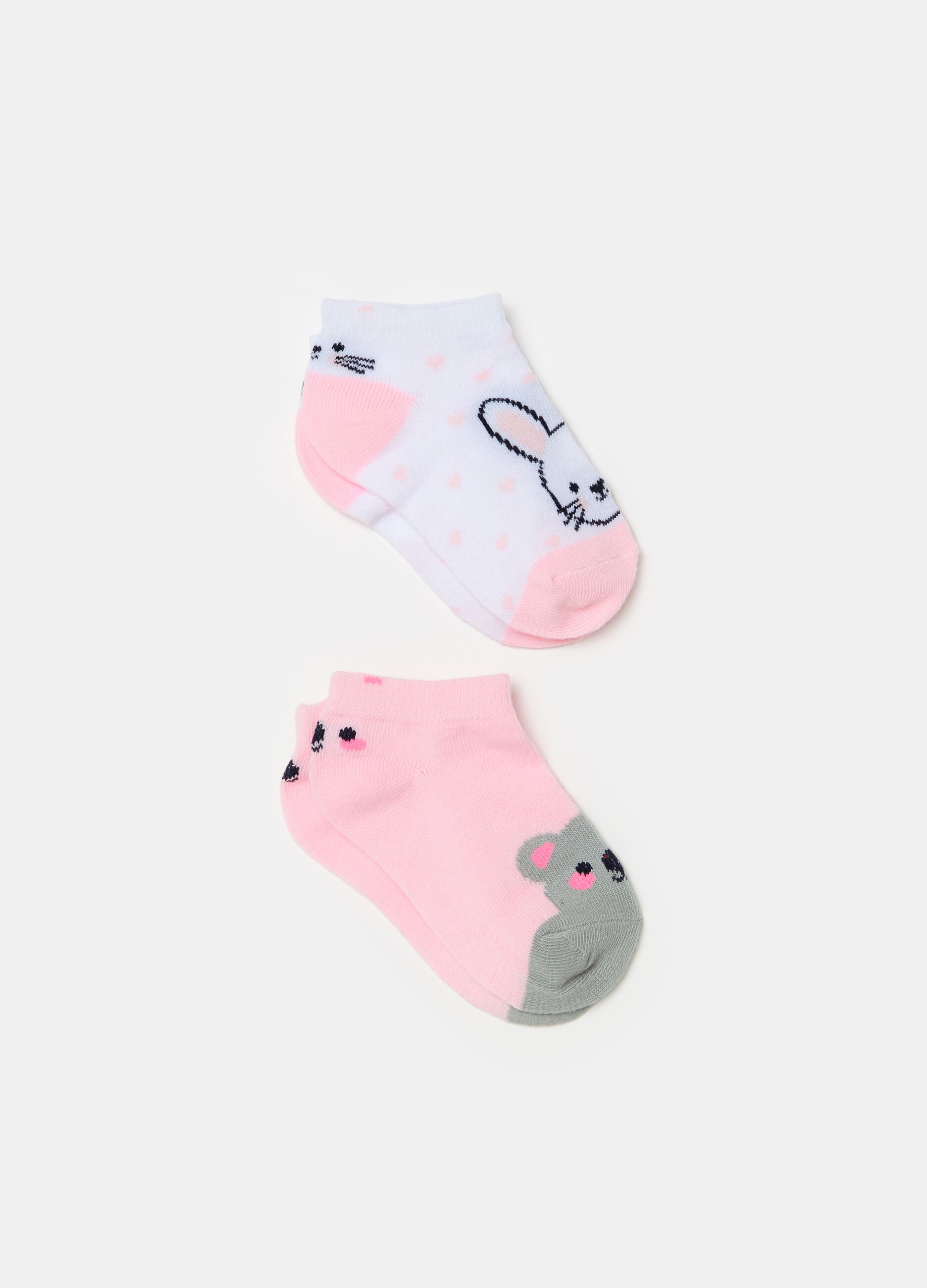 Two-pair pack shoe liners with animals design