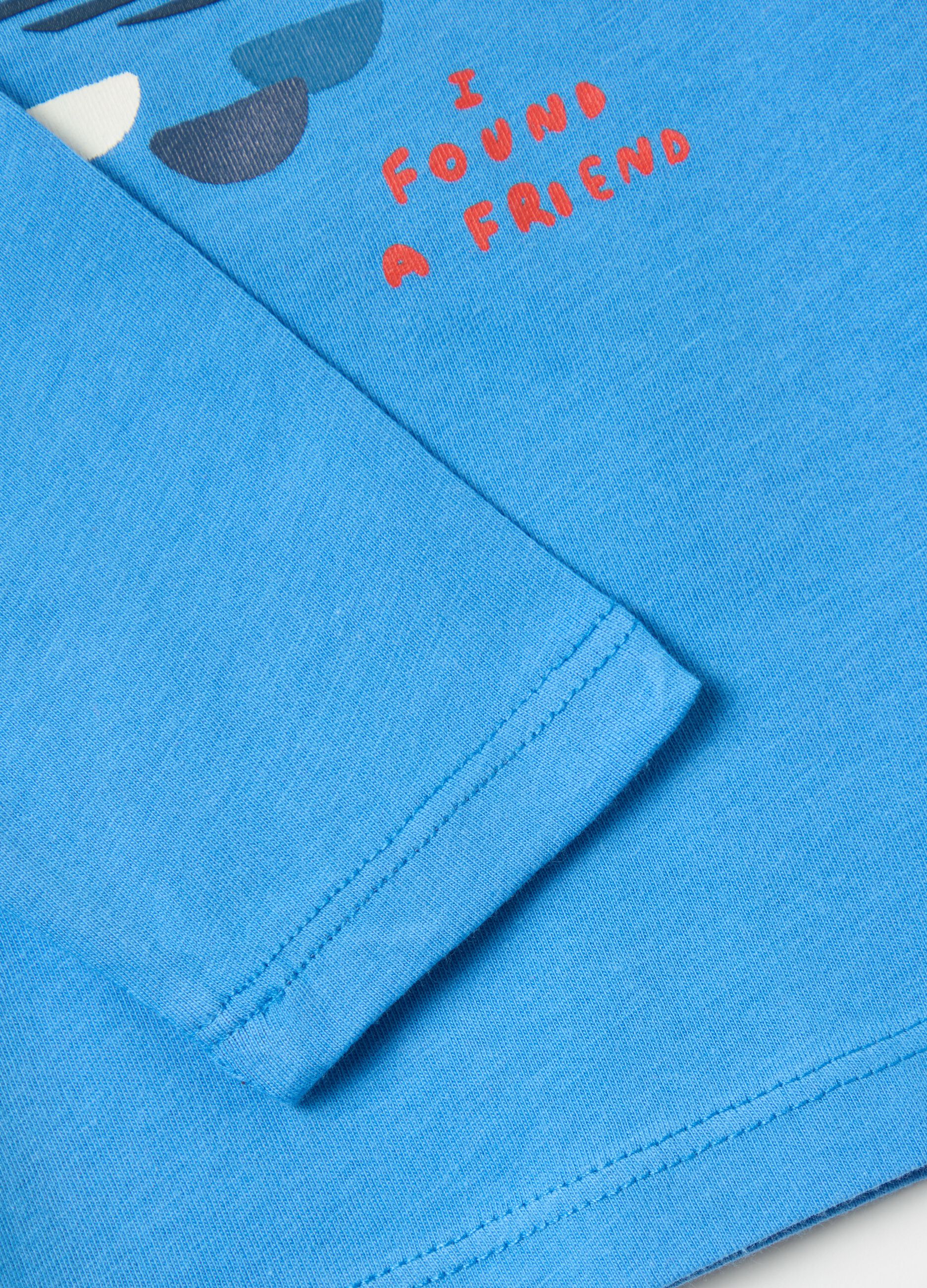 Cotton T-shirt with print and long sleeves