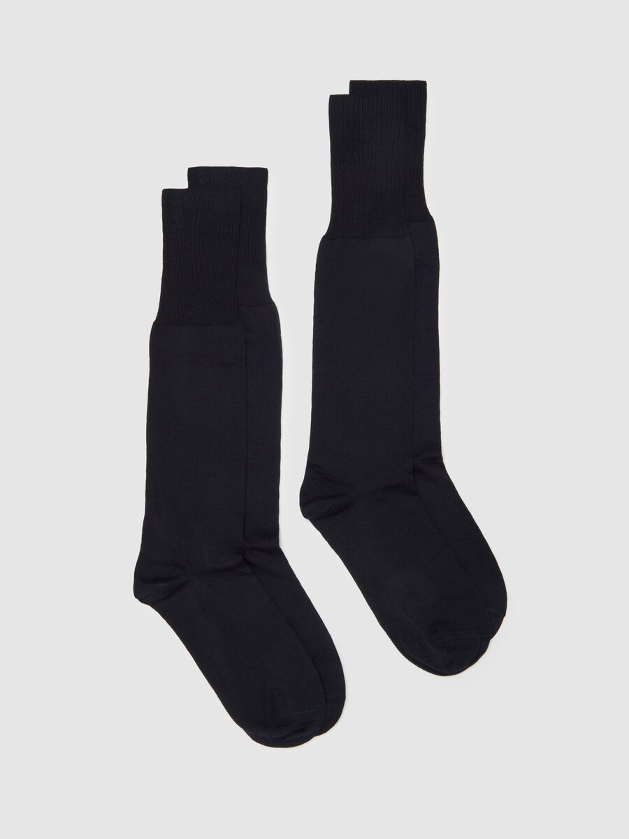 Twin-Pack Blue Wool-Blend Long Socks_0