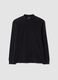 Black stretch-fabric top with stand-up collar_0