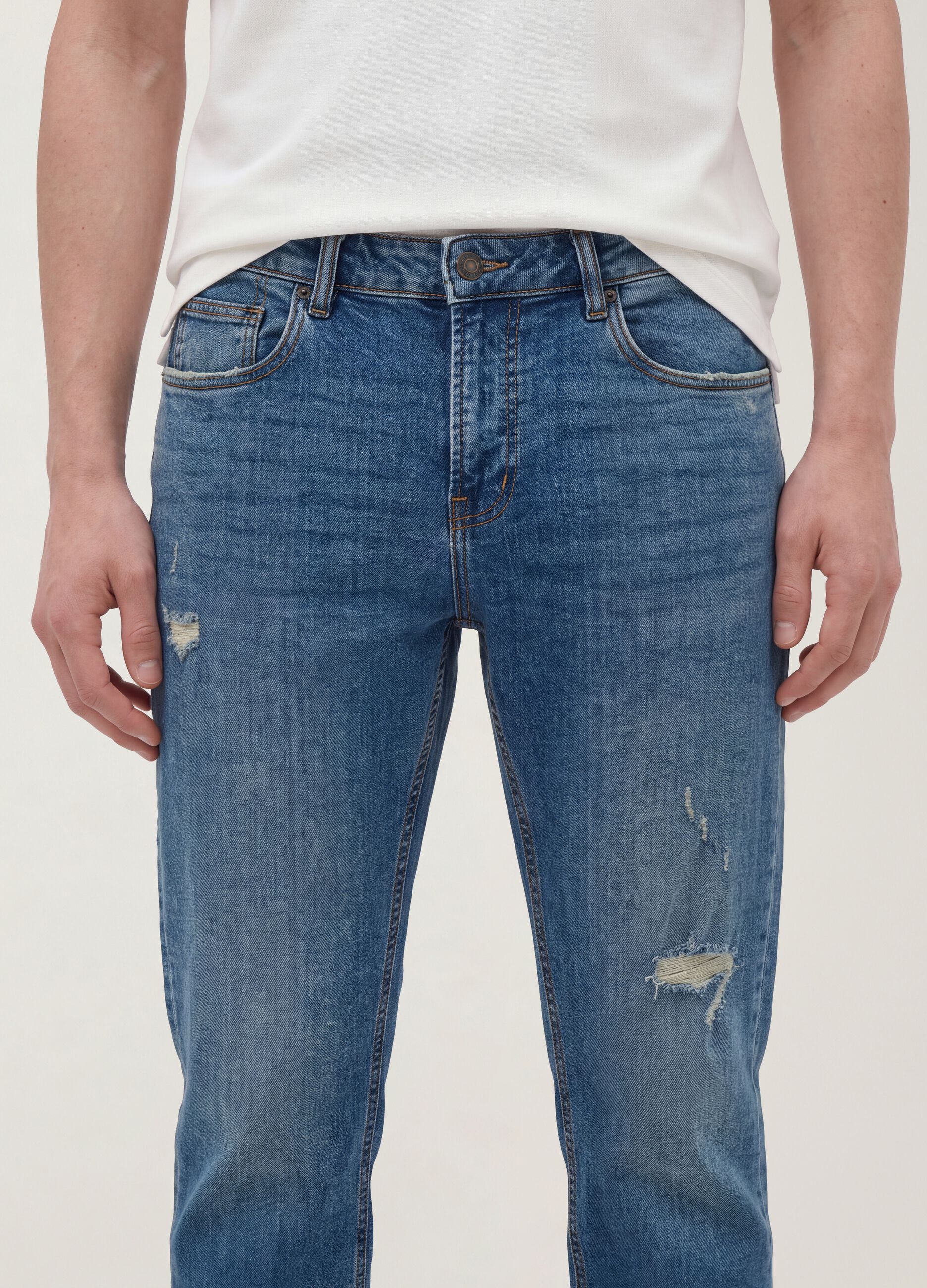 Blaue Denim-Jeans aus Stretch-Baumwolle, Regular Fit