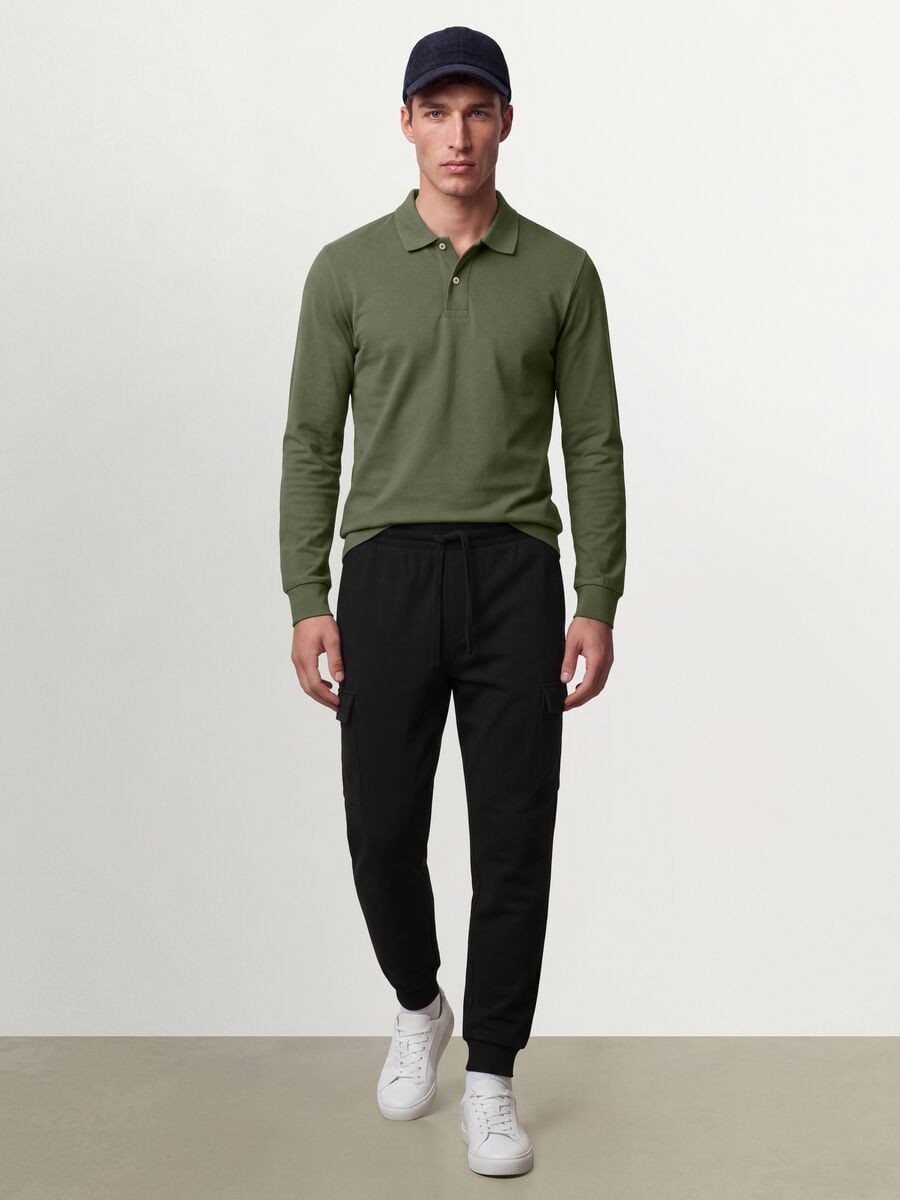 Green long-sleeve organic cotton piqu&eacute; polo shirt, regular fit_2