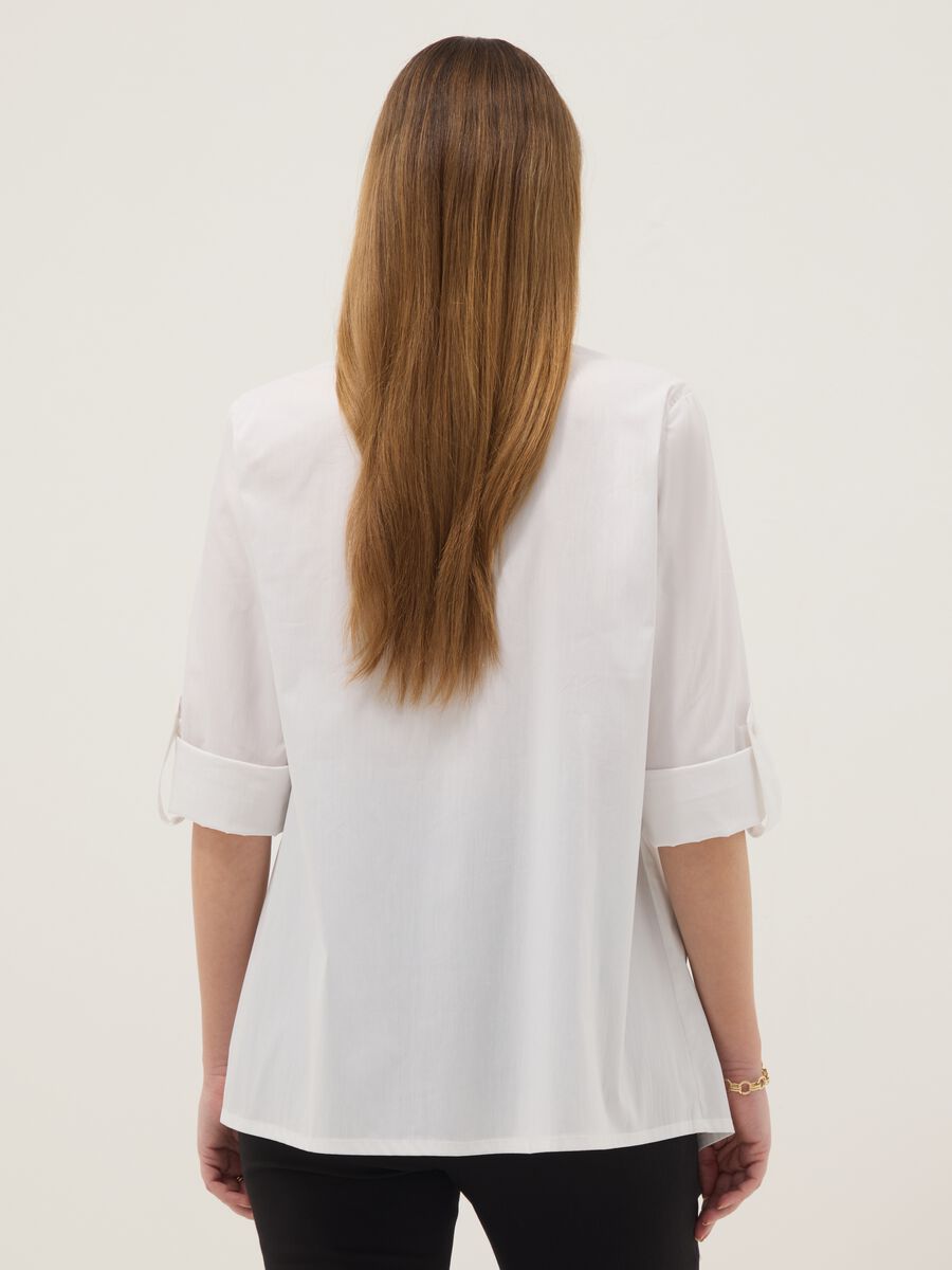 White Regular Fit Maternity Shirt in Stretch Cotton Blend_2