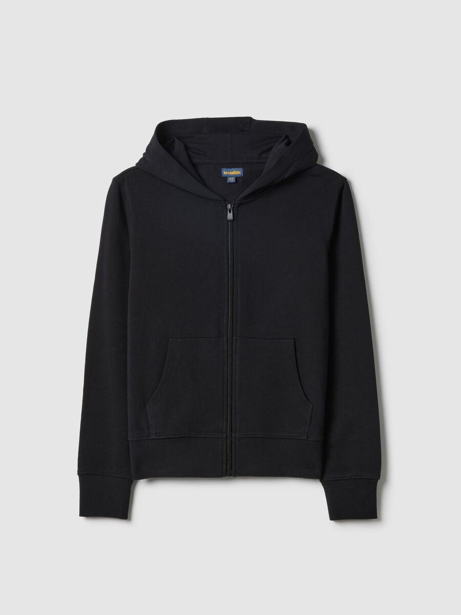 Girls' regular fit black pure cotton sweatshirt with zip_3