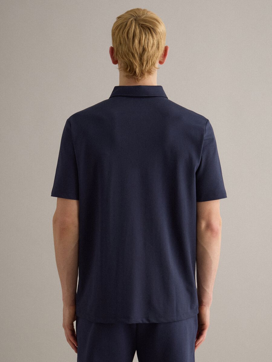 Short-sleeved blue stretch cotton polo regular fit_2