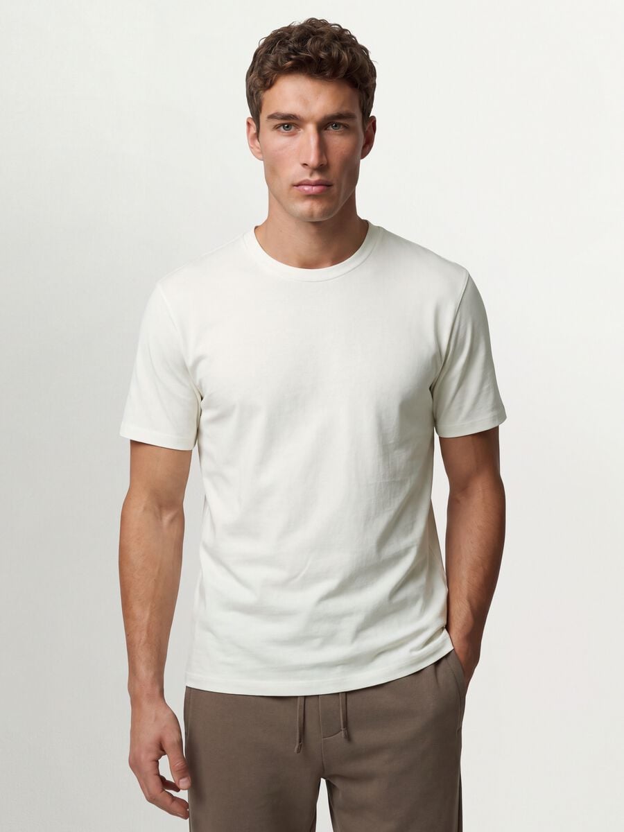 White organic cotton slim-fit short-sleeve T-shirt_0