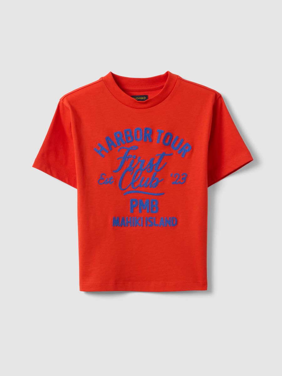 Red pure cotton oversized T-shirt for boys_3