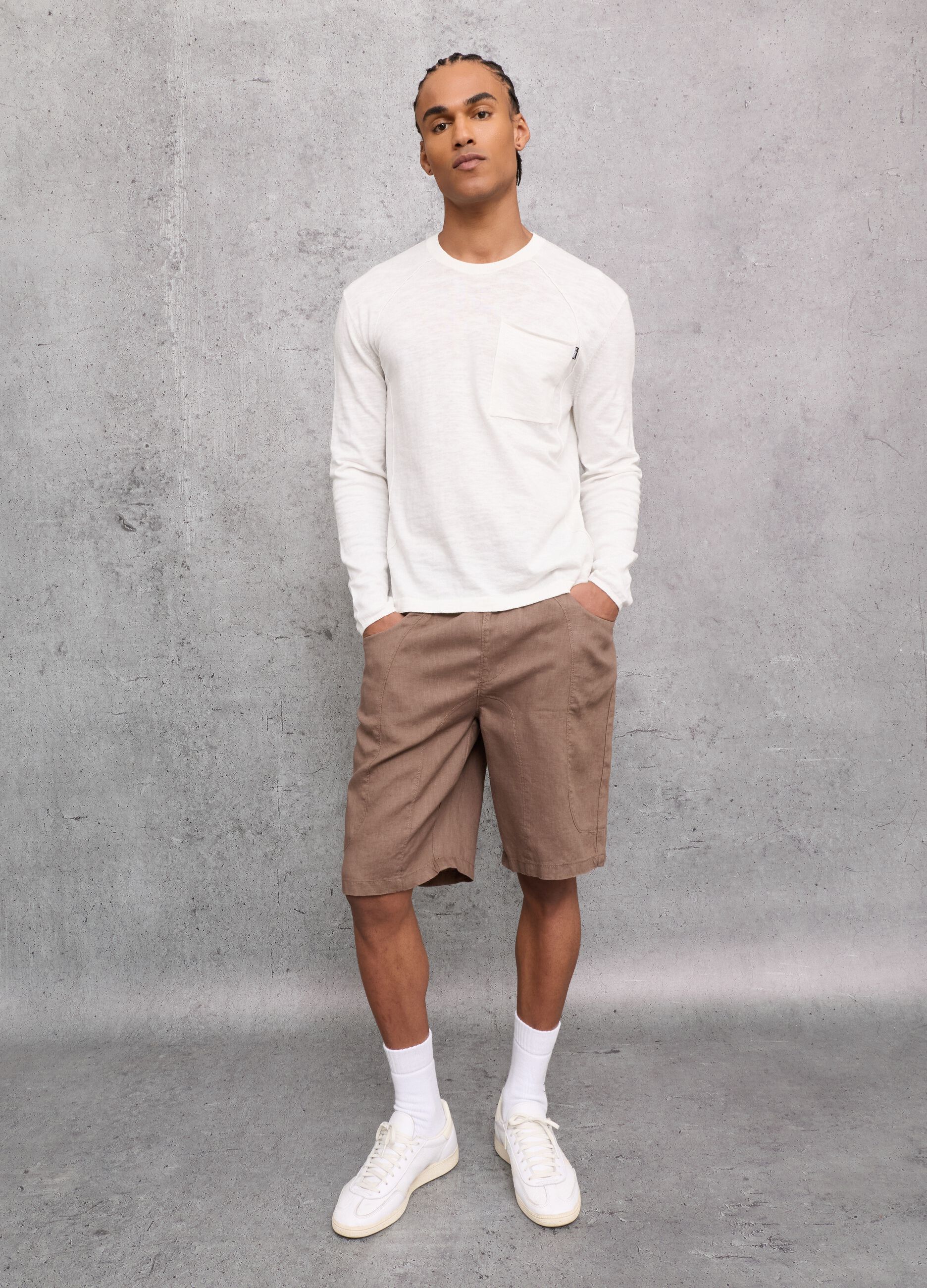 Short 100 % lin couleur moka