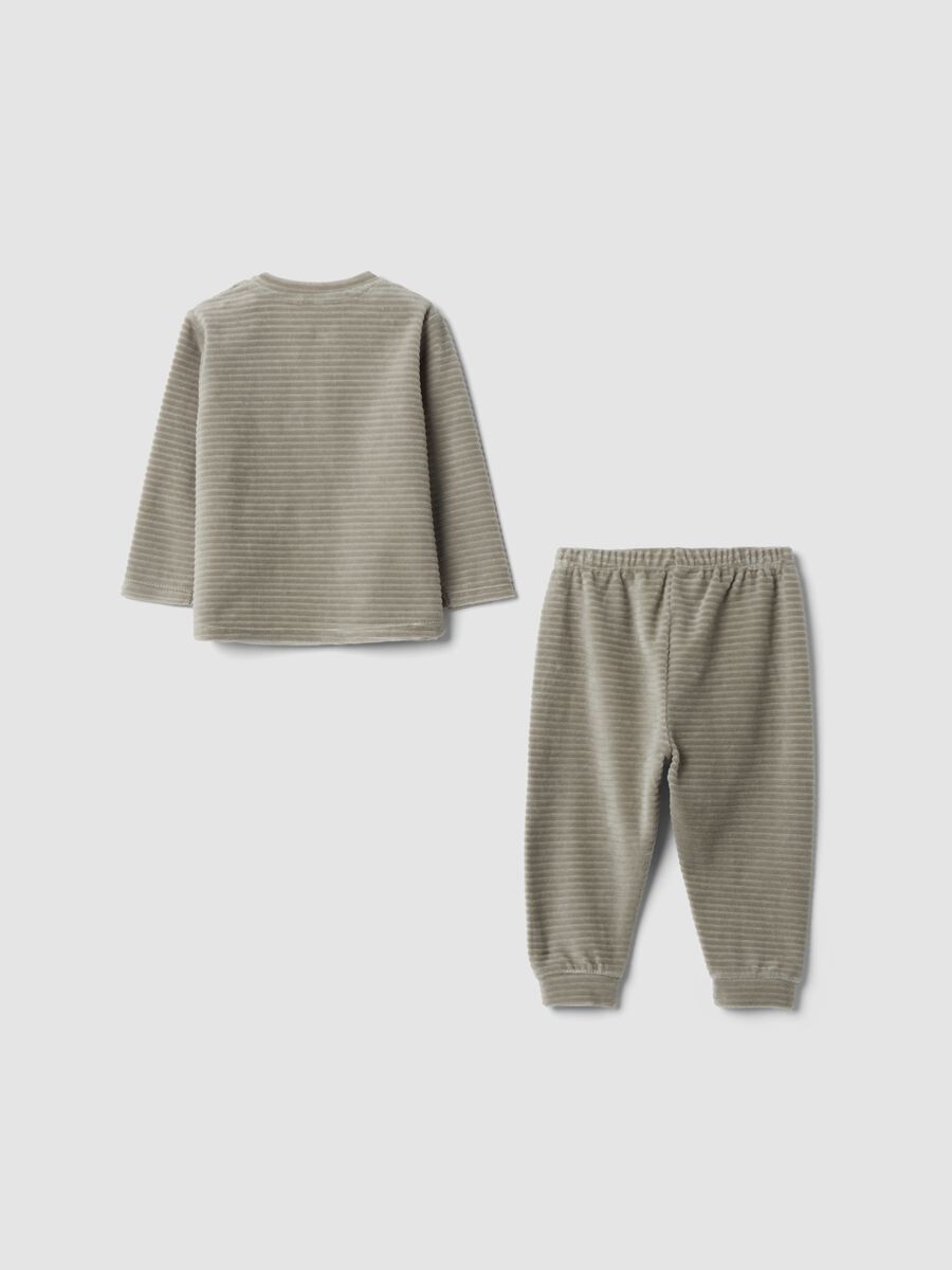 Sage green cotton-blend crew-neck pyjamas_1