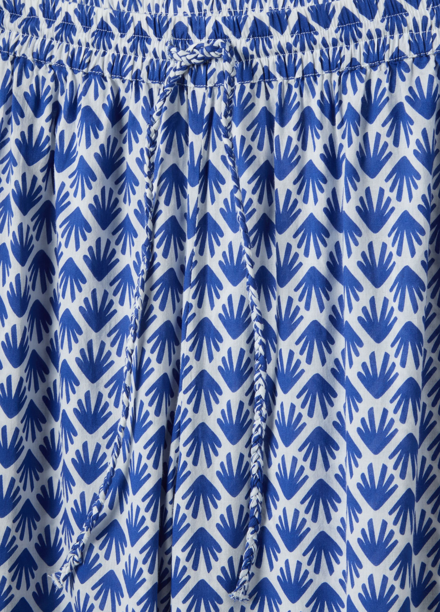 Lange, mehrfarbige Hose aus reiner Baumwolle mit Blumenmuster