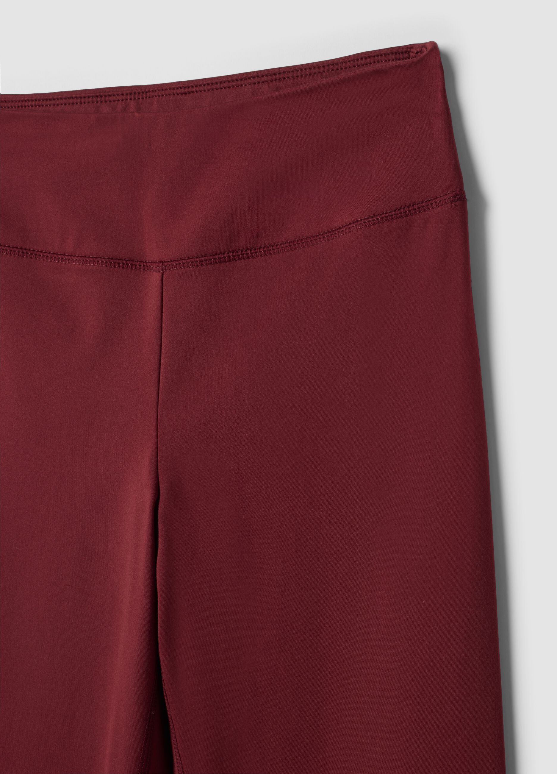 Red flared leggings in stretch fabric