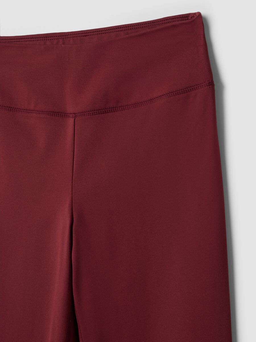 Red flared leggings in stretch fabric_7