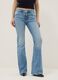 Light blue stretch cotton denim flare trousers_1