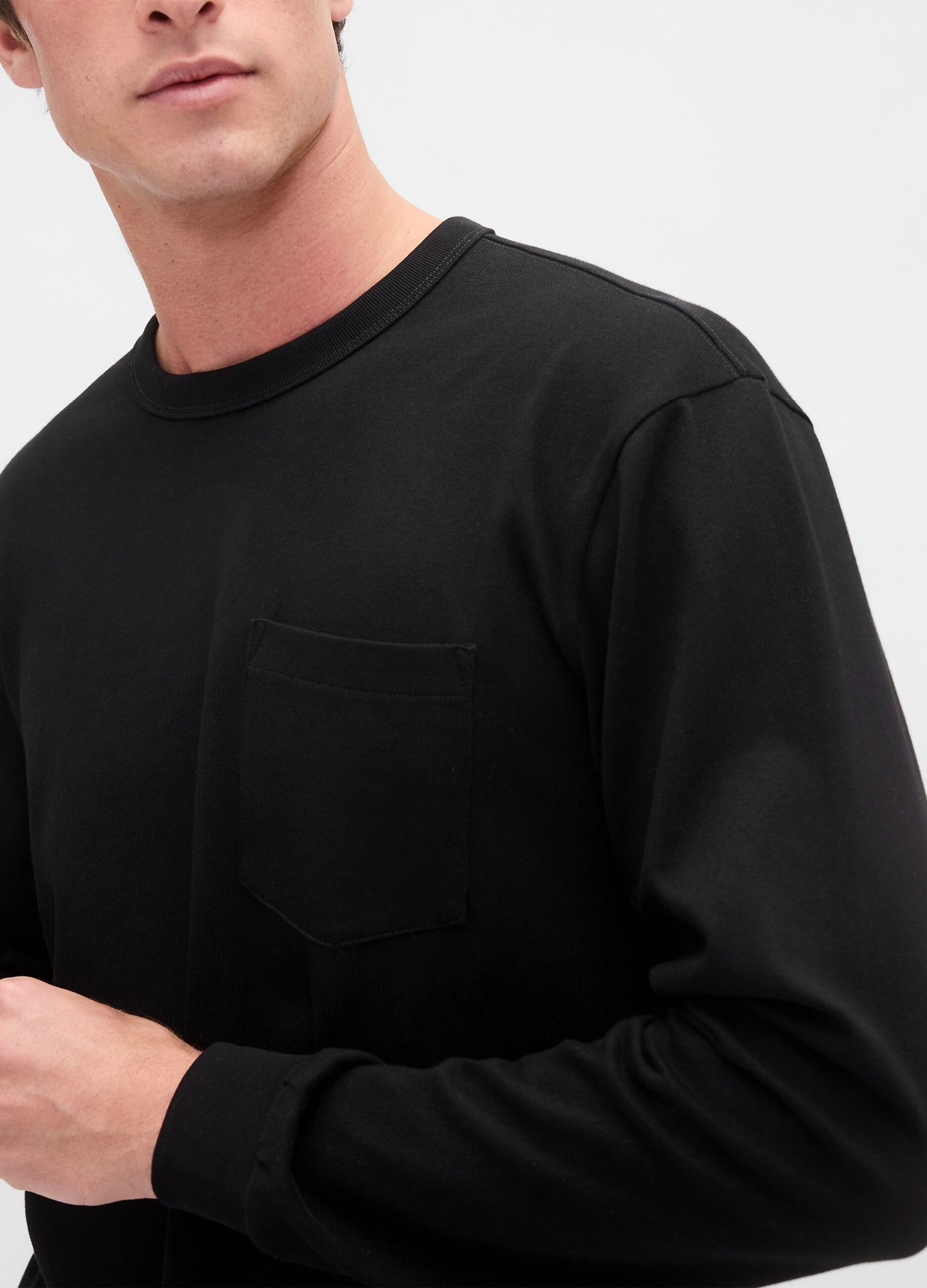 Black Long Sleeve Cotton Top