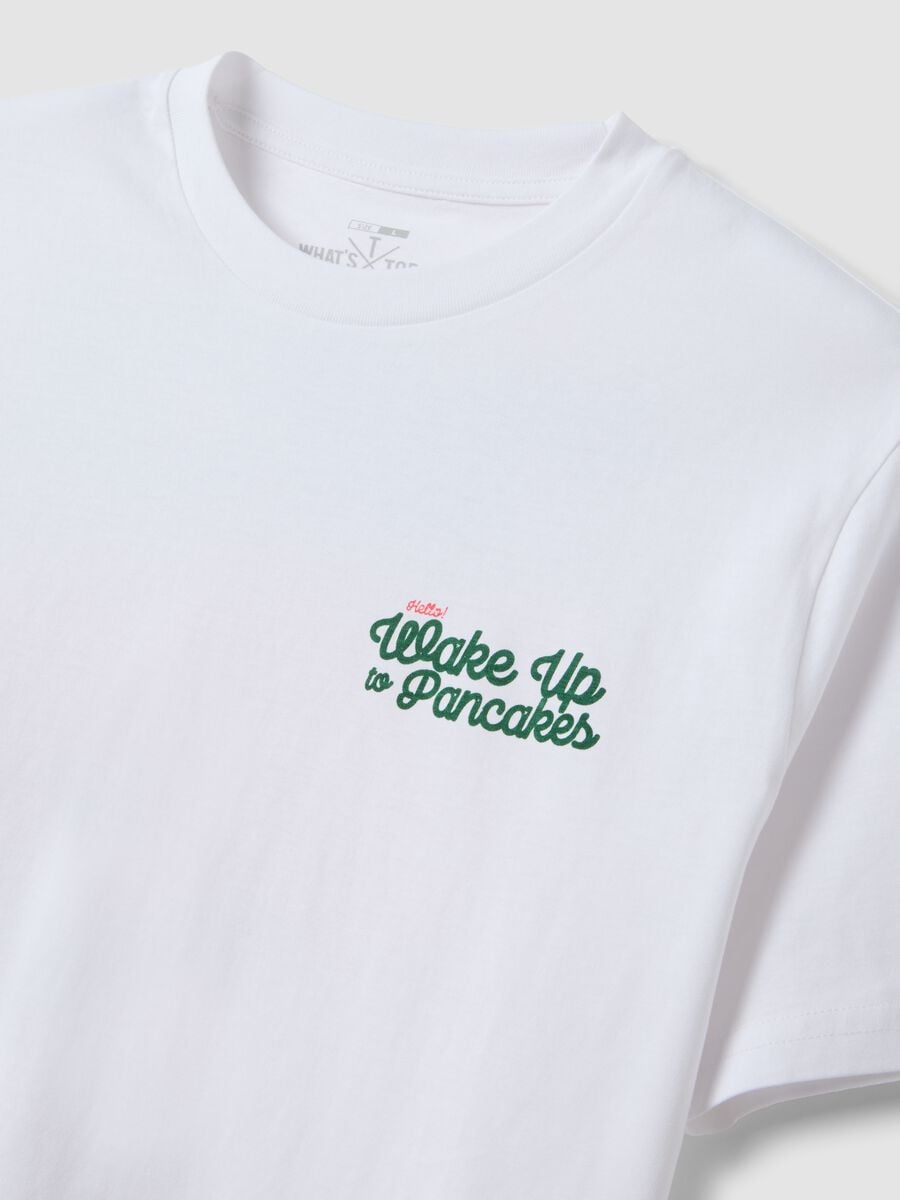White pure cotton jersey T-shirt with print, regular fit_6