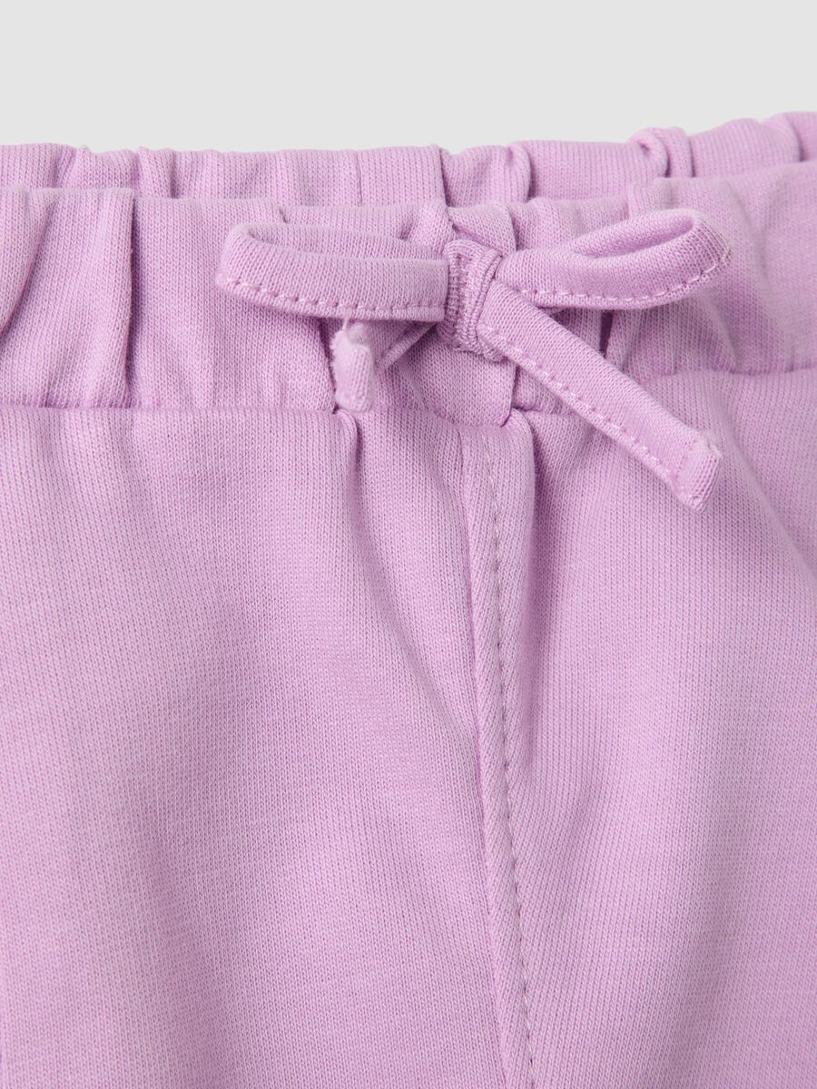 Girls' regular fit purple pure cotton shorts with bow_2