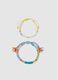 Multicolour bracelet twin pack with coloured glass beads_0