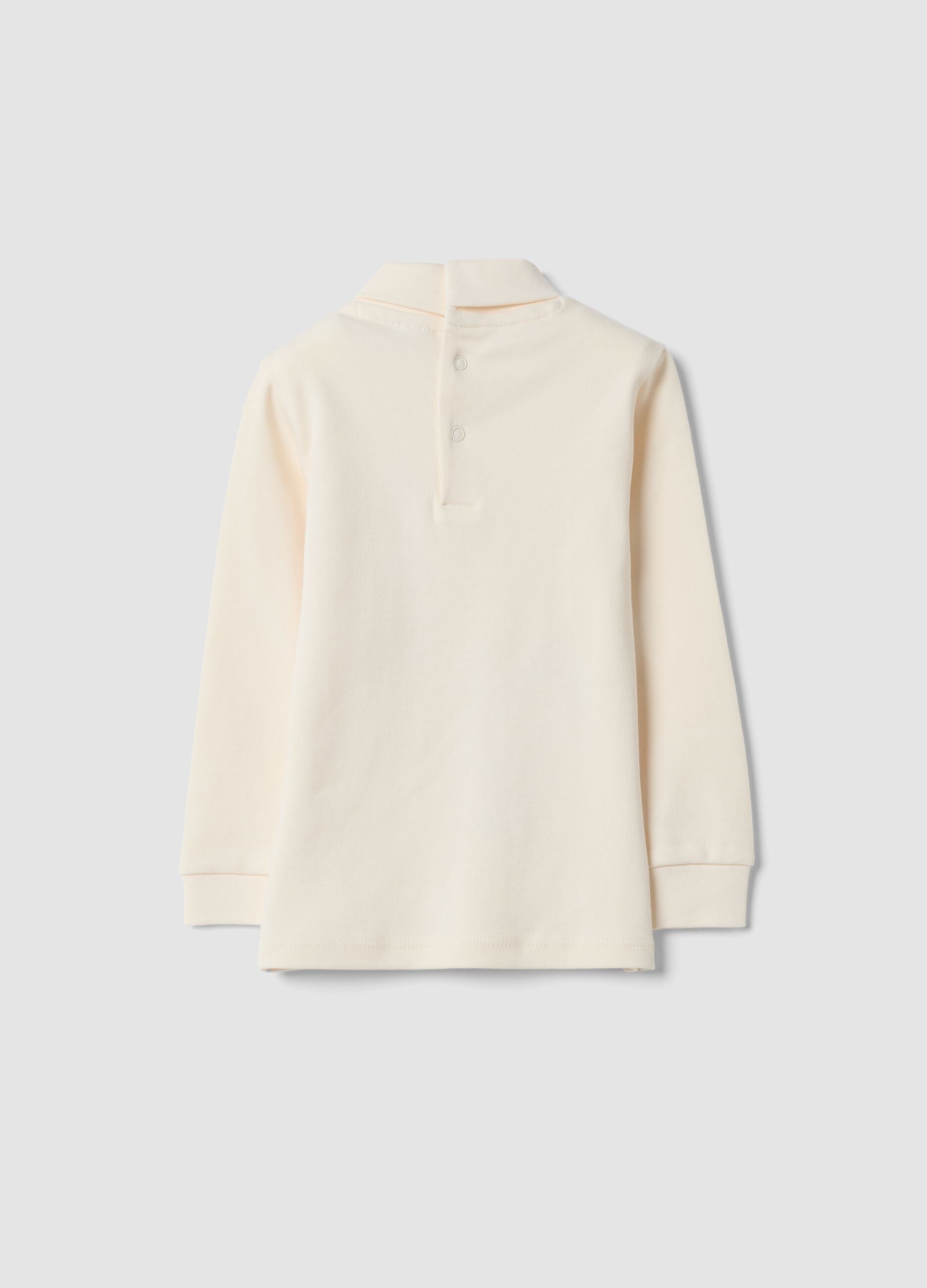 Beige organic cotton roll-neck top